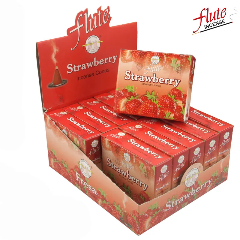 Strawberry Флейта 120 конусов/упаковка Kamasutra человек аромат Lax конус благовония ручной прокатки из индийского светильник ароматические благовония конусов для медитации - Аромат: Strawberry