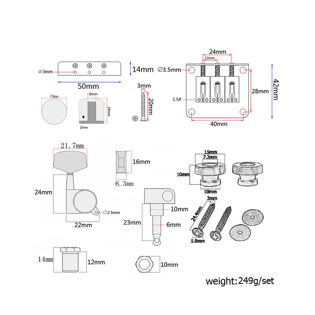 Комбо наборы бронзового цвета седло мост Настройки колышки управления ручки