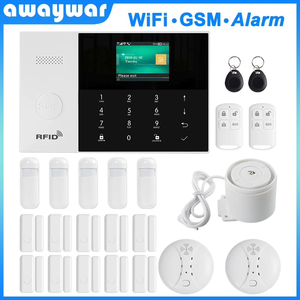 Система охранной сигнализации Awaywar 2 4 дюйма TFT Wi Fi GSM|Комплекты для сигнализации| |