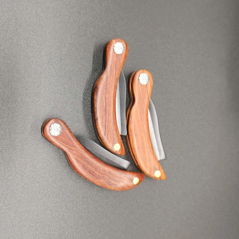 

10 Pieces Shaving Razors MiNi Men's Razor Redwood Handle Barber Hair Cut Razor Portable Change Blade Type Shaving Knife G0116