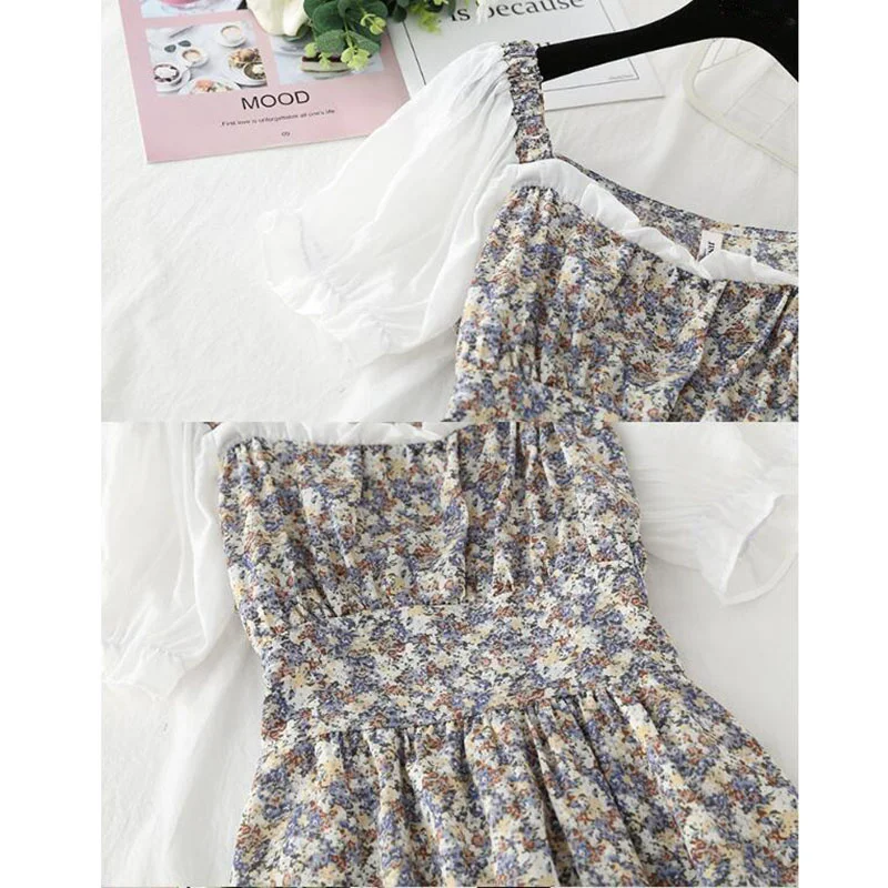 

Women Summer Sexy Slash Covered Flower Vestidos Charming Chiffon Clothes