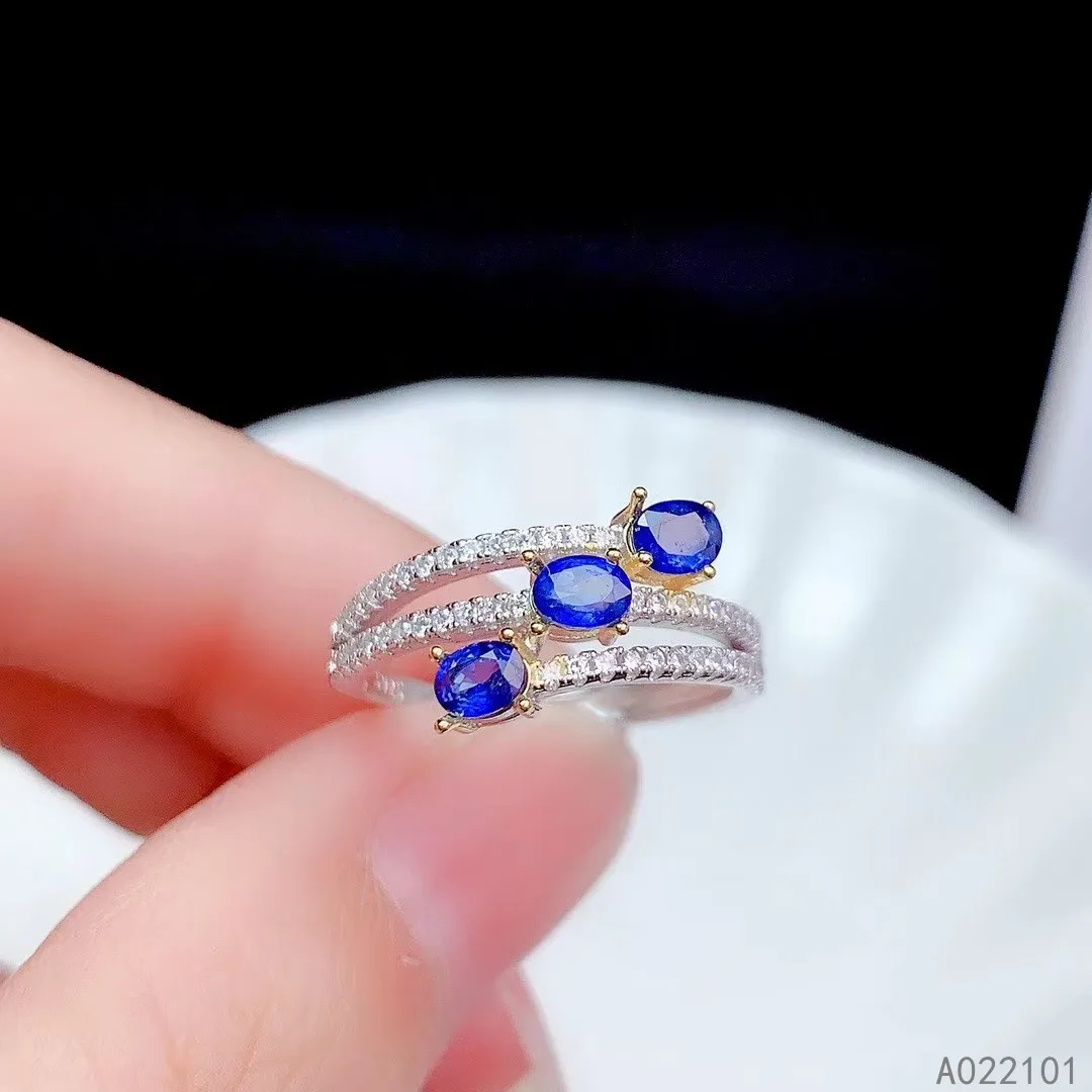 KJJEAXCMY Fine Jewelry S925 Sterling Silver Inlaid Natural Sapphire New Girl Fashion Gemstone Ring Support Test Chinese Style