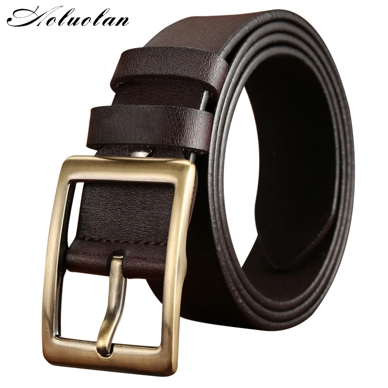 Men Cow Genuine Leather Male Jeans Belts Casual Pin Buckle Belt For Men Dropshipping luxury Designer Vintage Waist Belt