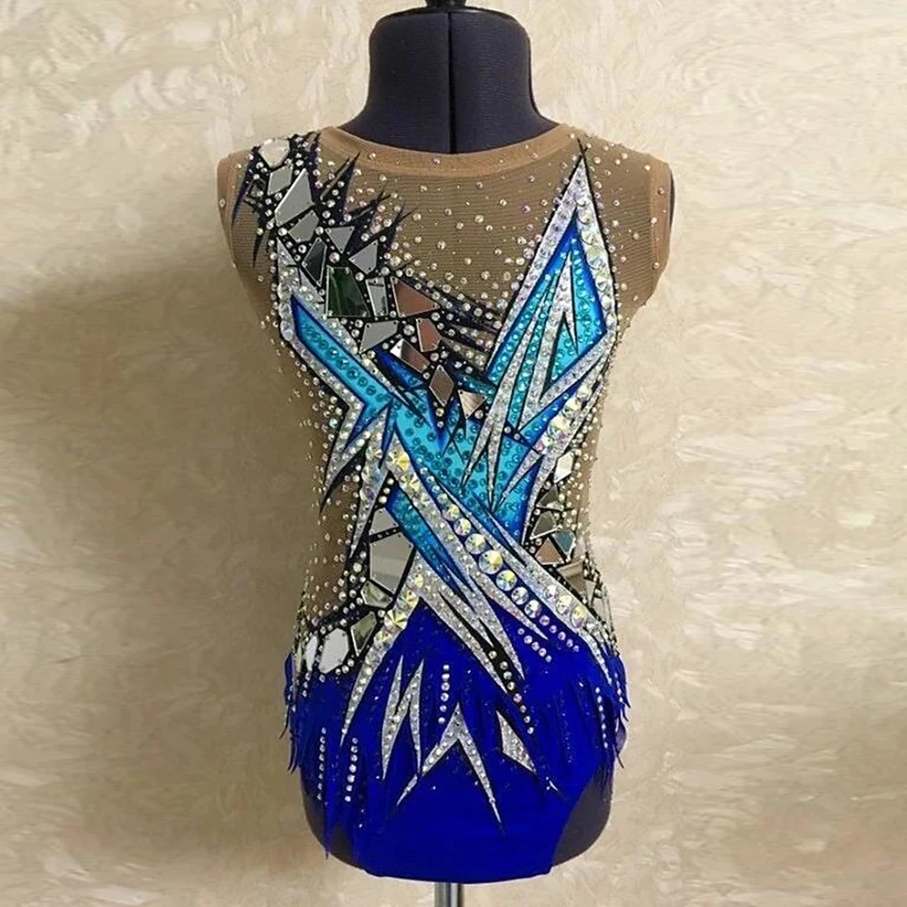 

Платье для катания на коньках LIUHUO, женское синее платье для бальных танцев, гимнастики, трико для девочек