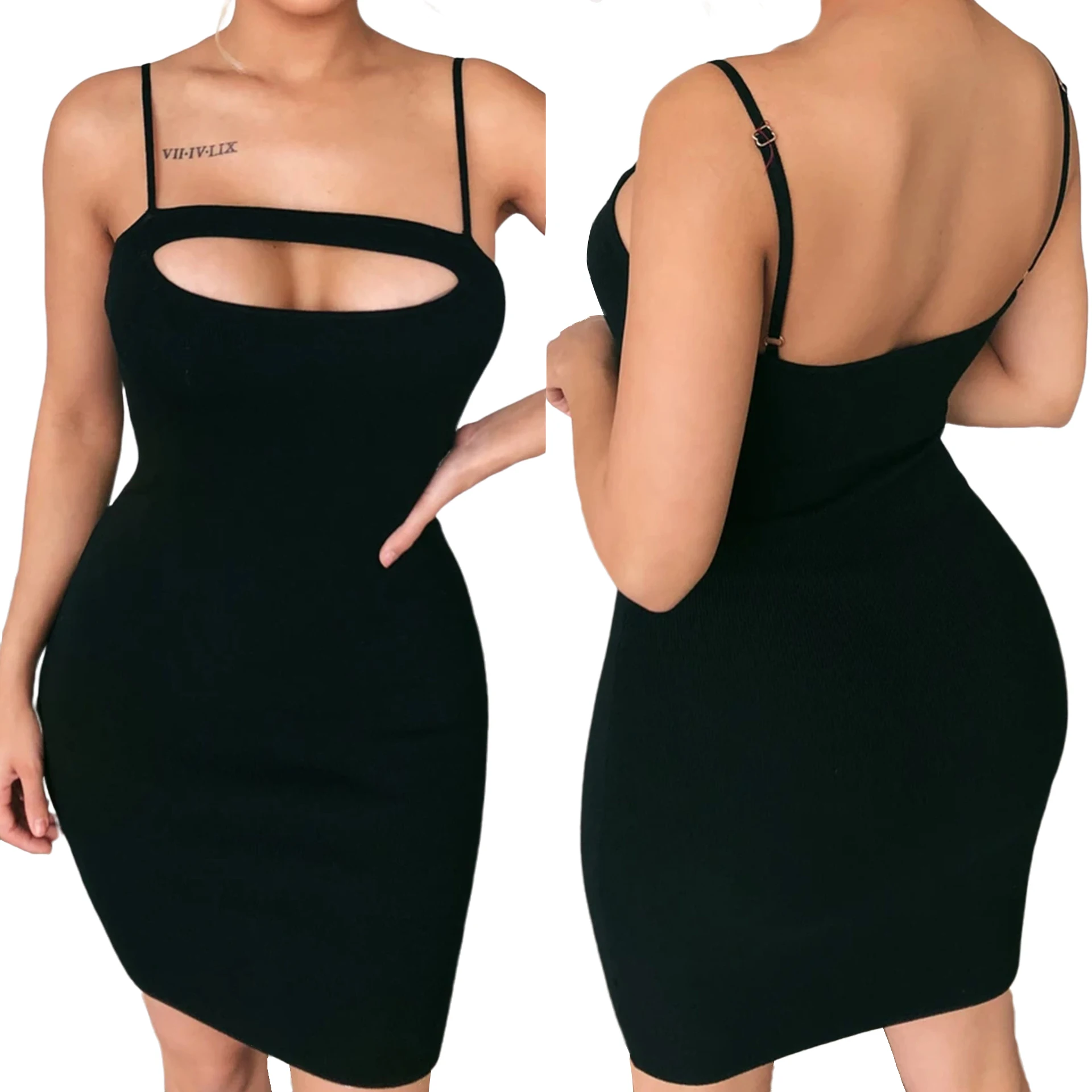 

2020 Women Black Sexy Bodycon Summer Dress Strapless Spaghetti Strap Bandage Mini Dress Party Club Dress