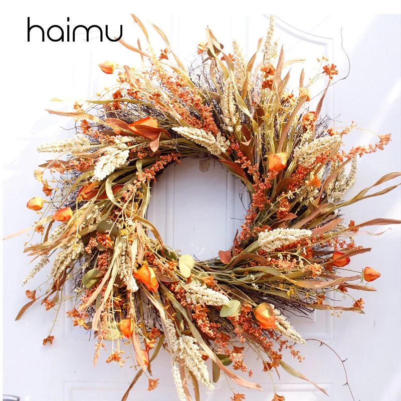 

Fall Wreath Wreath Artificial Grain Autumn Wreath Harvest Gold Wheat Ears Circle Garland Fall Thanksgiving Decorations