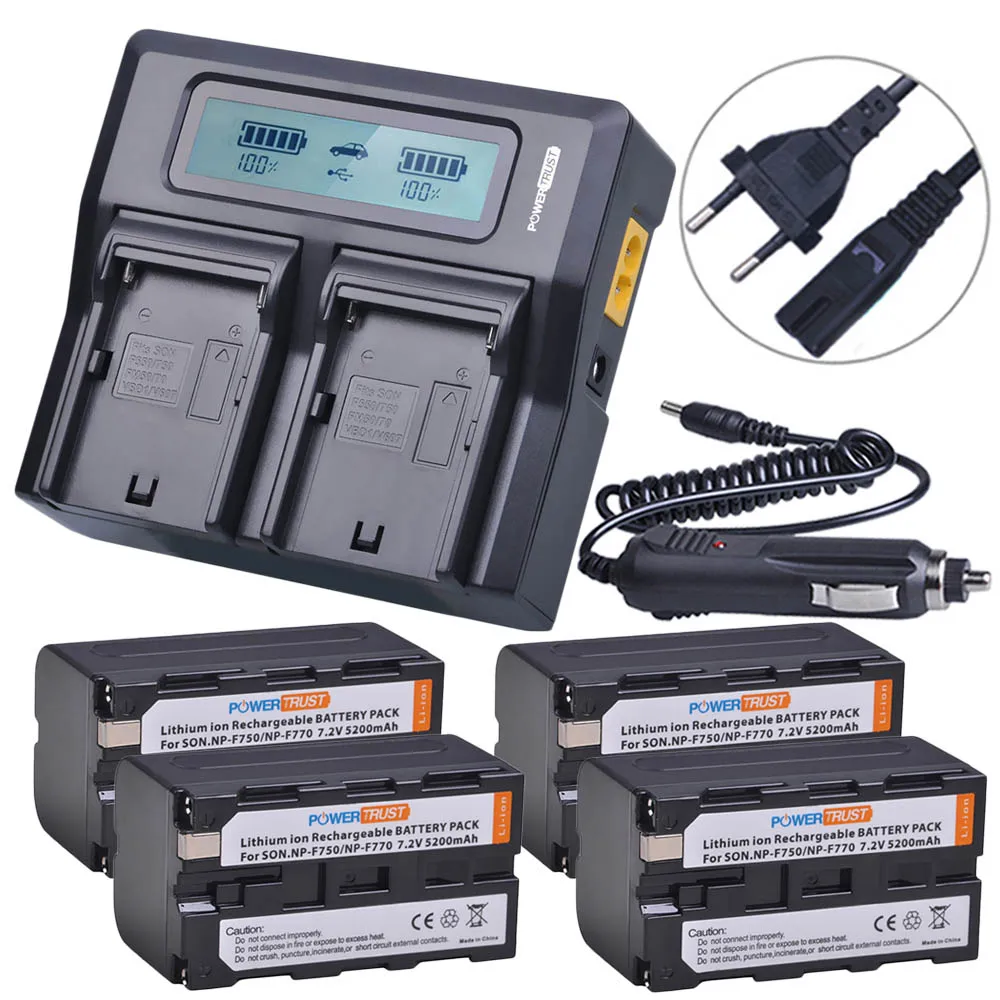 4Battery and Charger 5200 мА/ч, NP-F750 NP-F770 Батарея и ЖК-дисплей быстрое двойное Зарядное устройство для sony NPF750 NP F750 F730 F770 NP-F960 NP-F970 F960 F970 - Цвет: 4Battery and Charger