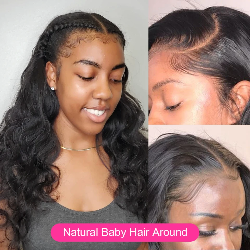 Парик на сетке спереди 13*4 бразильские волнистые предварительно выщипанные