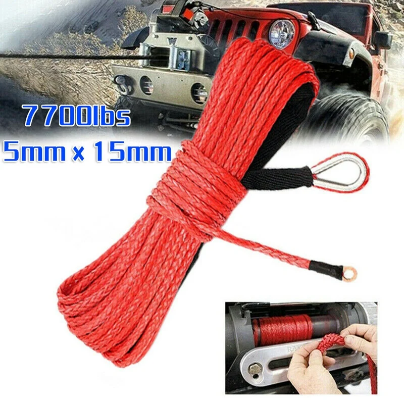 

3/16 inch x 50 inch 7700 LBs Synthetic Winch Line Cable Rope with Protection Sleeve for ATV UTV