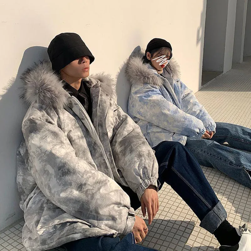 3 Colors Winter Print Ins Parkas Long Sleeve Thick Warm Cotton Jacket Women Men Couples High Street Hooded Coats S-5XL 2020