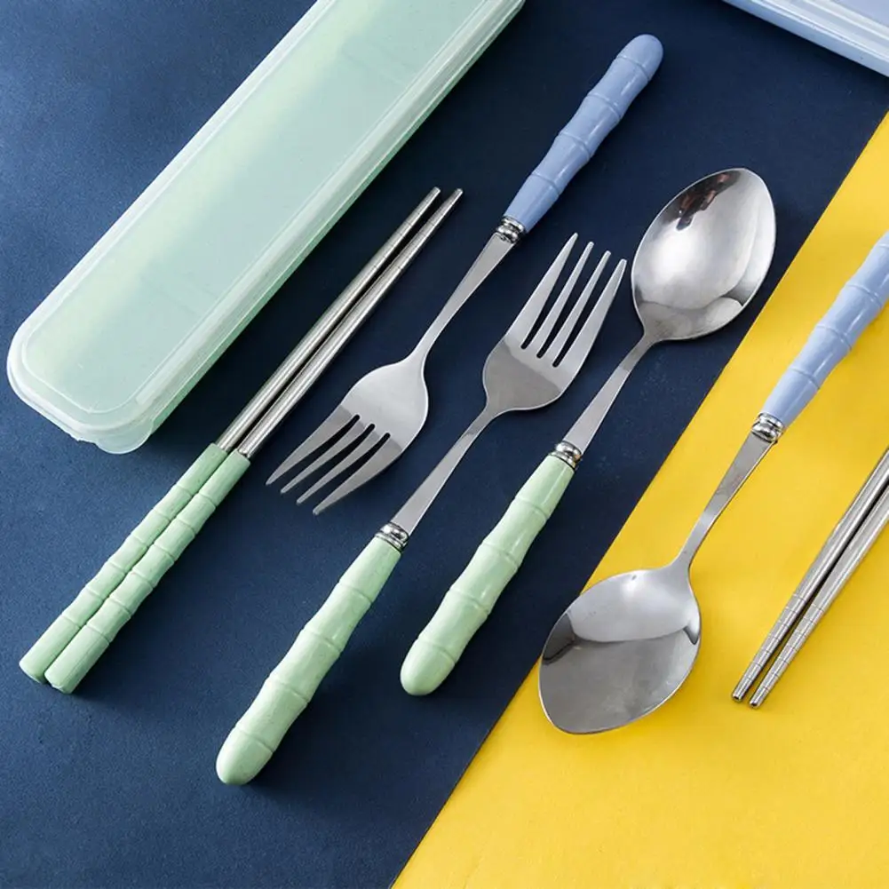 

1 Set Dinner Fork Anti-slid Handle Food Grade Materials Stainless Steel Heat-resistant Easy to Clean Cutlery Set for Home