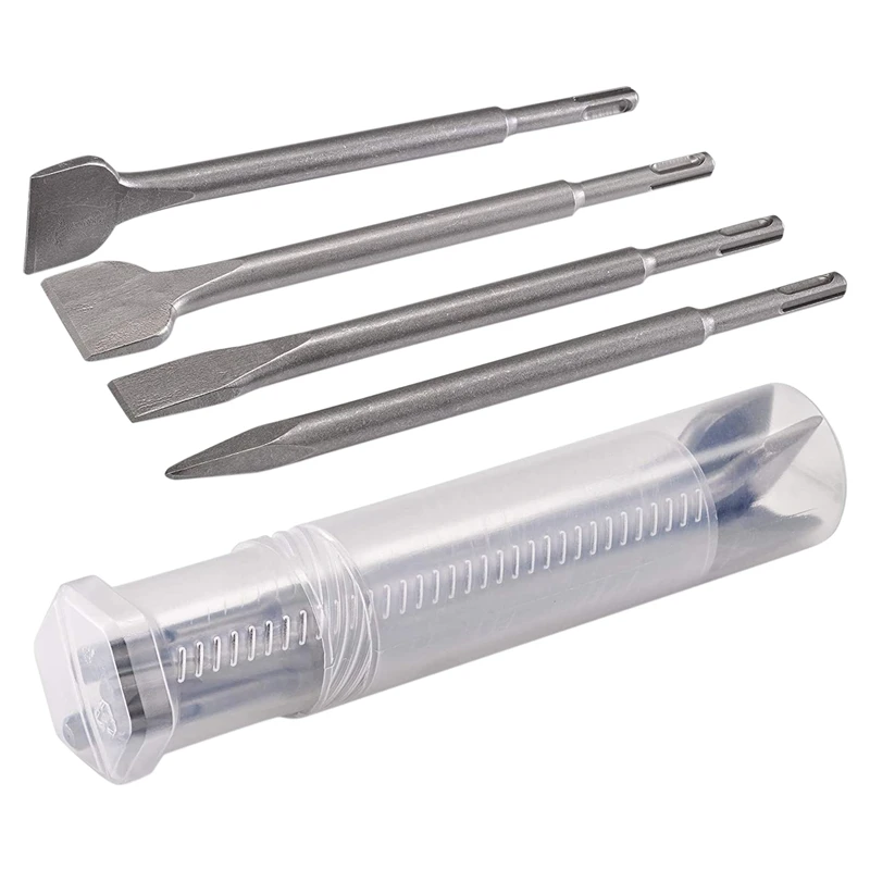 

Набор из 4 резцов с круглым хвостовиком и остроконечными плоскими ударными сверлами для бетонных стеновых пазов с зубилами для плитки