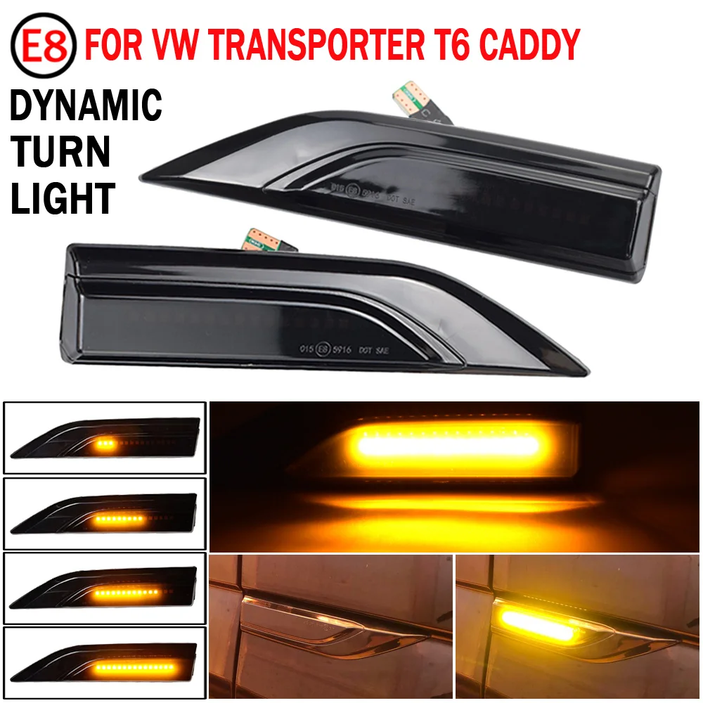 

2pcs For VW Volkswagen Transporter T6 Multivan Caddy LED Dynamic Turn Signal Light Flowing Water Side Marker Indicator Light