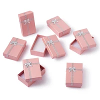 24pcs cardboard jewellery gift boxes display for jewelry packing box pink with bowknot and sponge inside 80x50x25mm