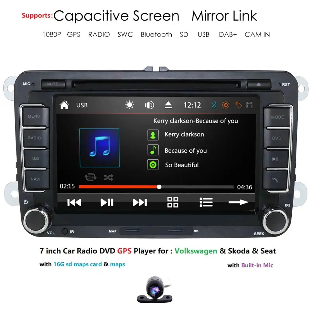 2 Din 7 дюймов Автомобильный DVD gps радио плеер для Volkswagen golf 5 6 touran passat B6 B7 sharan JATTA Skoda Авторадио камера