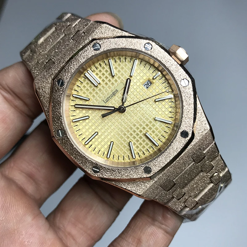 Алмазная автоматический Королевский матовое золото Циферблат Oak мужские