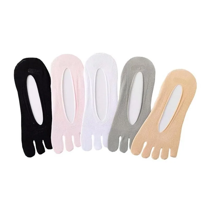 

Spring Summer Five-finger Socks Women ultrathin Funny invisible socks Toe anti-skid silicone Female breathable New anti-fri J4E8