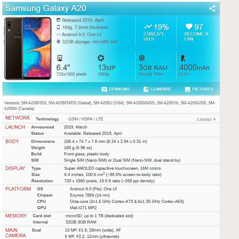 ЖК-экран AMOLED для Samsung Galaxy A20 A205 ЖК-дисплей A205F/SD SM-A205FN/SD в сборе с сенсорным экраном и