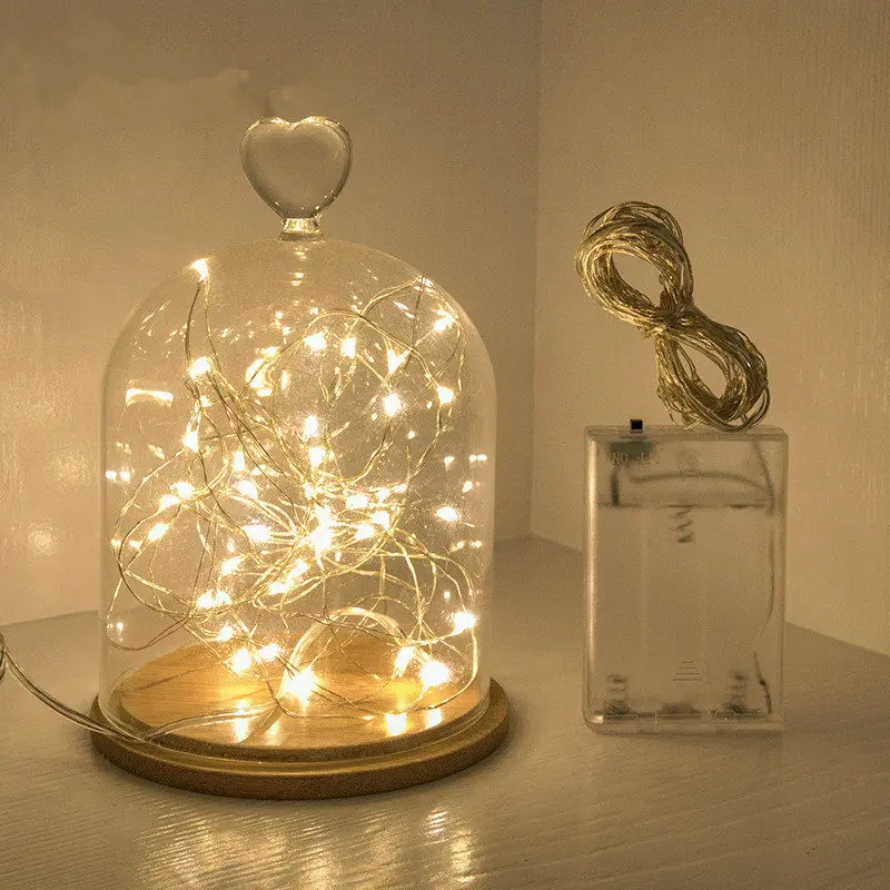 Тёплый белый 1/2/5/10M Led Lights Decoration Garland Copper Wire LED String Lamp Fairy Lights Indoor New Year Christmas Decorations for Home - Испускаемый цвет: Тёплый белый