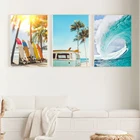 Набор для рисования морской пейзаж, Настенная картина для серфинга, искусство на холсте, рандомная доска для серфинга, декоративные картины для гостиной