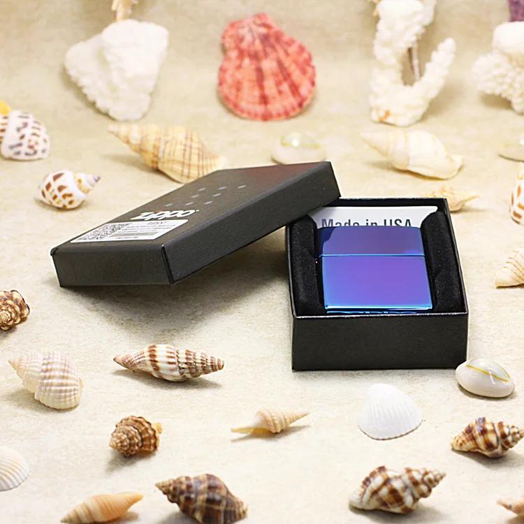 

Genuine Zippo oil lighter copper windproof Red blue Gradients carving cigarette Kerosene lighters Gift anti-counterfeiting code