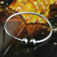 charm smooth bangles open adjustable cuff beads bracelets women bangle silver plated ladies bracelet