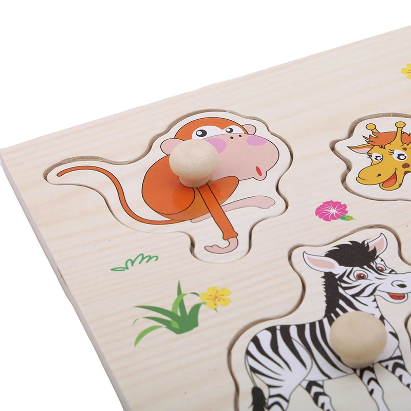 

Hot Sale 3D Puzzles Wood Animals Matching Peg Puzzle Zoo Animals Jigsaw Puzzles Early Educational Toys Gift for Toddlers