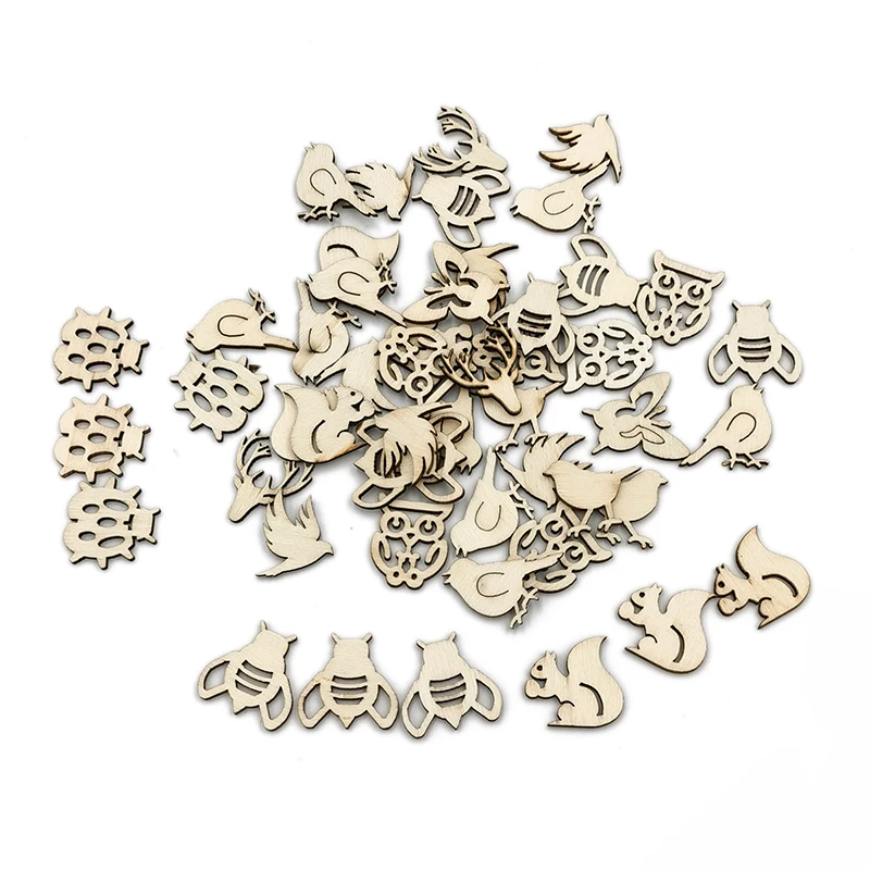 50 шт. деревянные ломтики с цветочным узором | Дом и сад