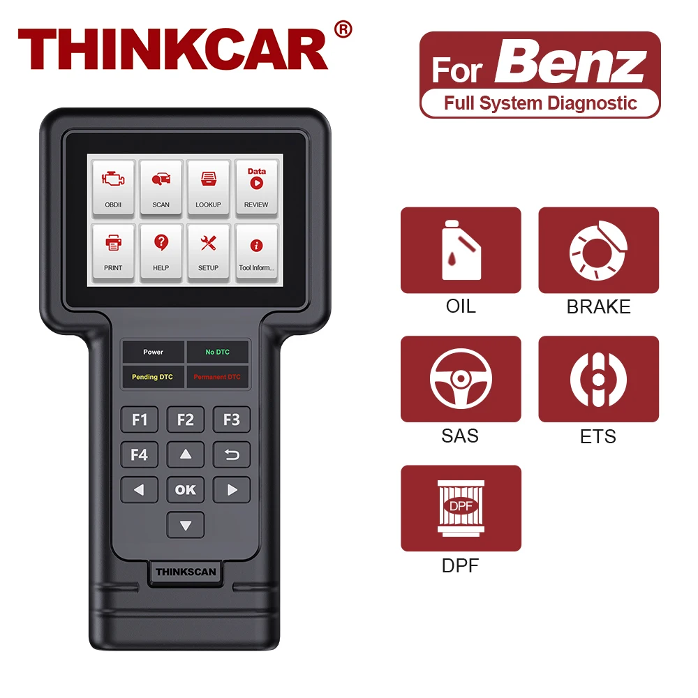 

Сканер THINKCAR THINKSCAN S01 для Benz obd 2, инструмент для диагностики автомобиля, считыватель кодов, масляный тормоз, SAS, ETS, DPF, сброс, бесплатное обновле...
