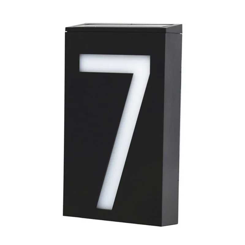 7 Солнечный дом номер Doorplate цифровой светильник 6 светодиодный дверной знак адрес цифры настенный светильник крепление крыльца солнечный светильник s - Испускаемый цвет: 7