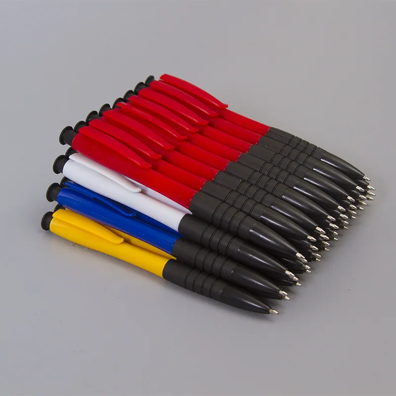 

10PCS Push ballpoint pens, advertising pens, plastic office stationery, push-type blue and black oil pens for students