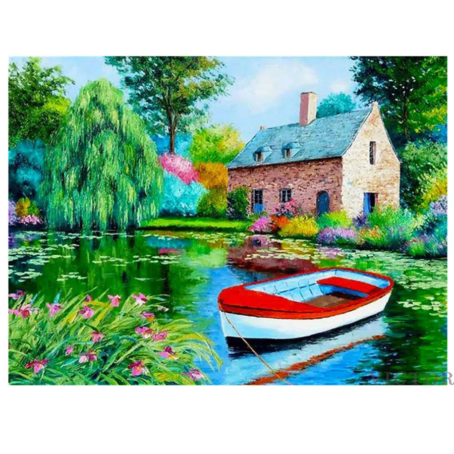 

Full Square/round Diamond Painting Countryside House Oil Art Embroidery Mosaic Embroidery 5D Diy Diamond Painting Home Decor
