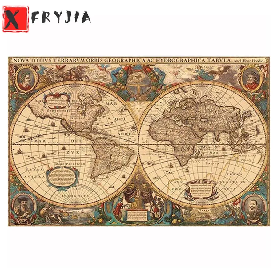 

Full Square Diamond Painting Hot selling home art retro world map Mosaic Needlework Picture Diamond Embroidery Sale Home Decor