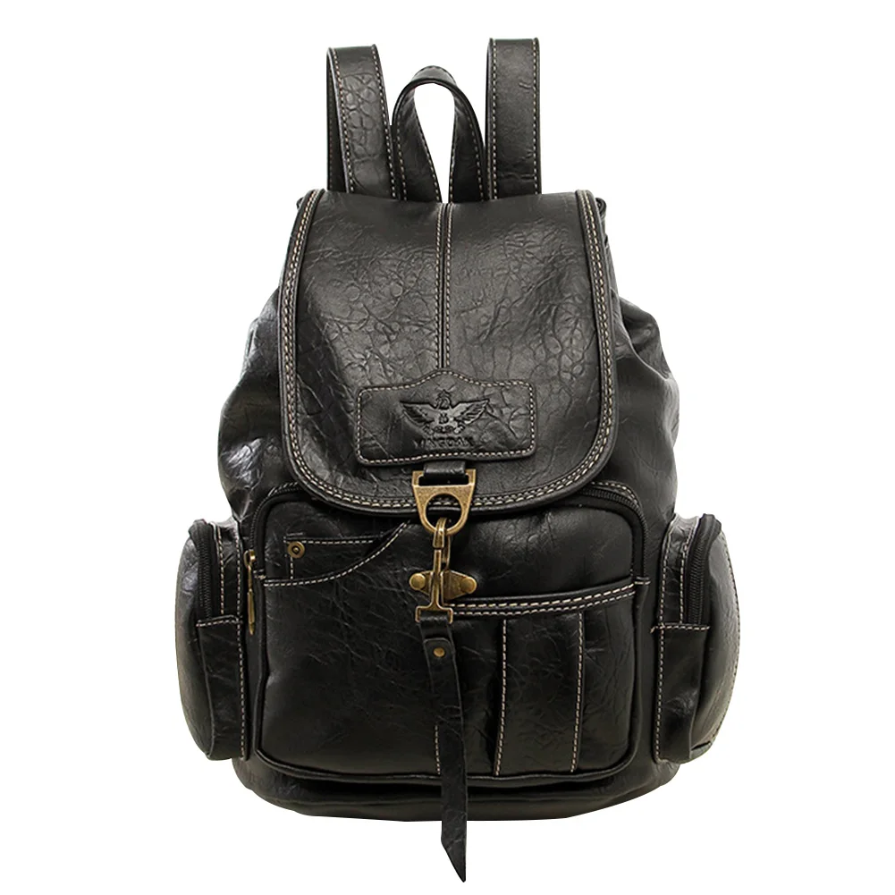Women Backpack Top Handle Soft Casual Hook Closure Solid Large Capacity Travel School PU Leather Students Fashion Multi Pocket | Багаж и
