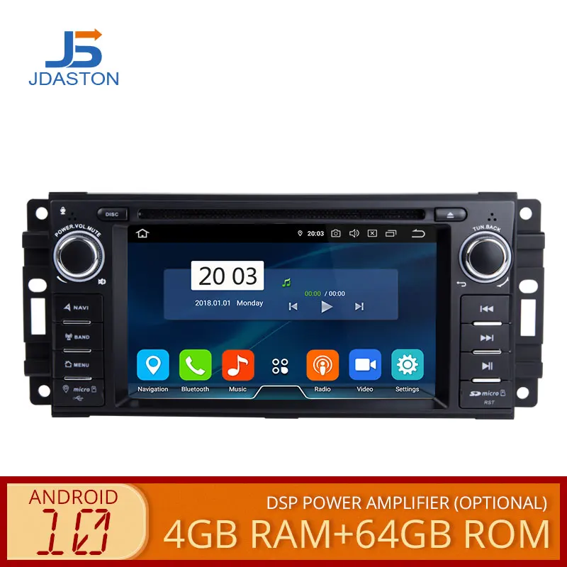 Автомобильный DVD плеер JDASTON Android 10 для Jeep Cherokee Wrangle Dodge Chrysler Sebring мультимедиа GPS