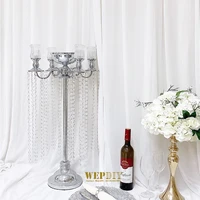new european style crystal bead curtain candle holder flower plate decoration wedding venue layout ceremony pavilion table decor
