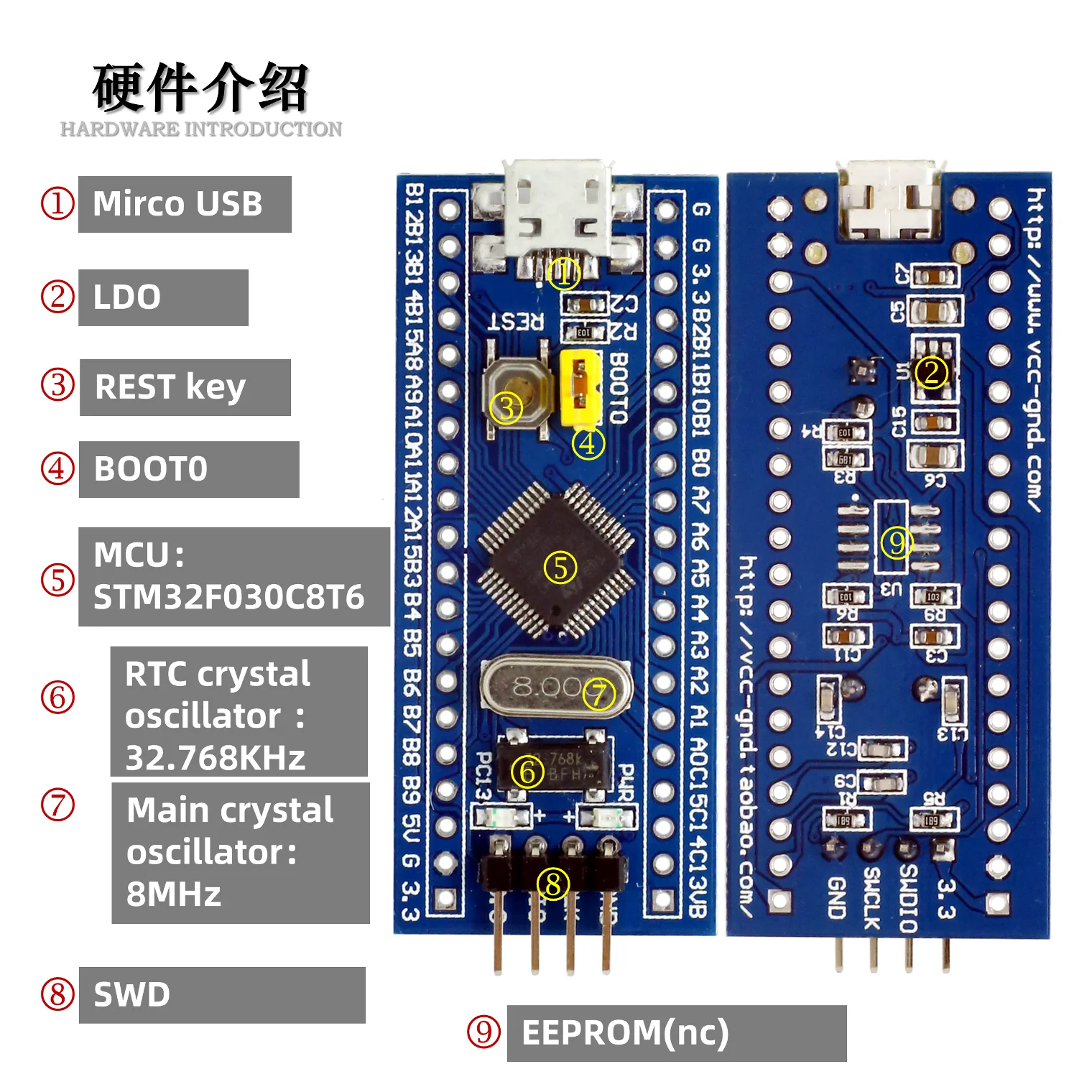 STM32F030C8T6 STM32F030C8 dev плата core demo минимальная системная модуль ST STM32 ARM cortex