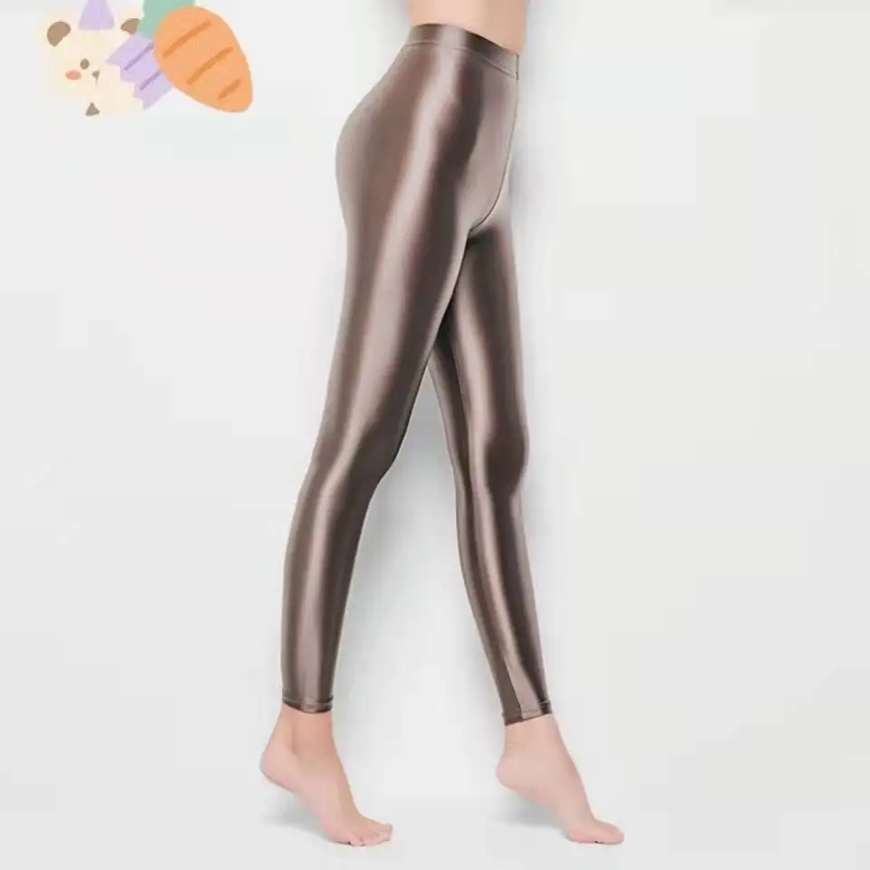 Женские блестящие леггинсы с завышенной талией эластичные защитой от живота