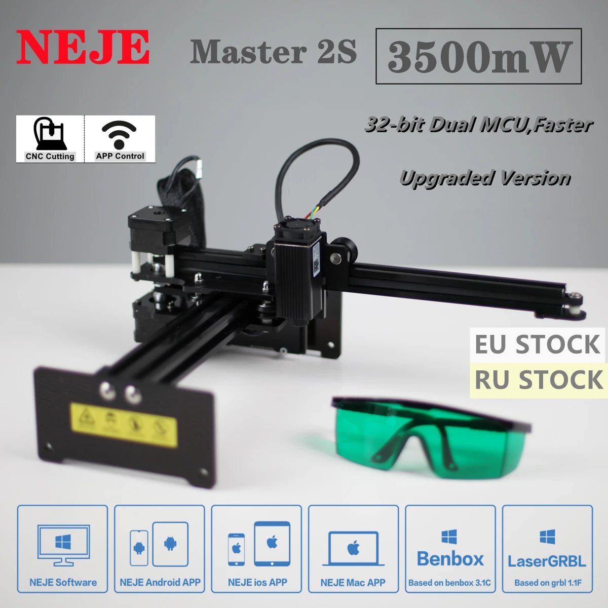 

NEJE Master 2S 3500mW Laser Engraving Cutter Cutting Machine for DIY Laser Carving Logo Mark Printer CNC Router APP Control
