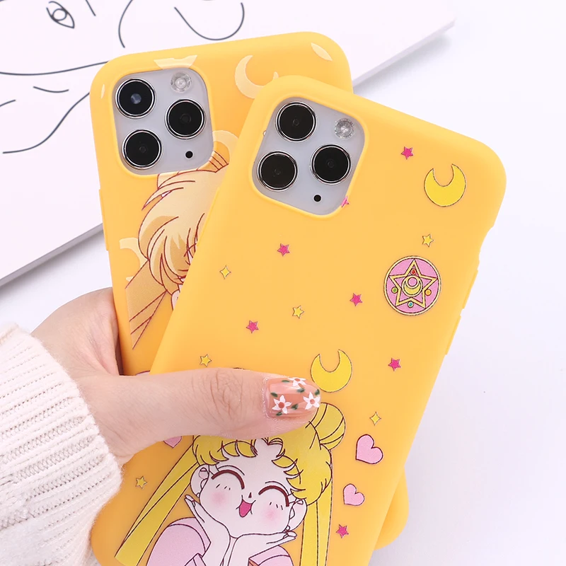 

Pretty Soldier Sailor Moon Anime Phone Case For iPhone 12 Mini 11 Pro Max 8 7 6 6Plus XR Xs Max X XS Soft Phone Cover Fundas