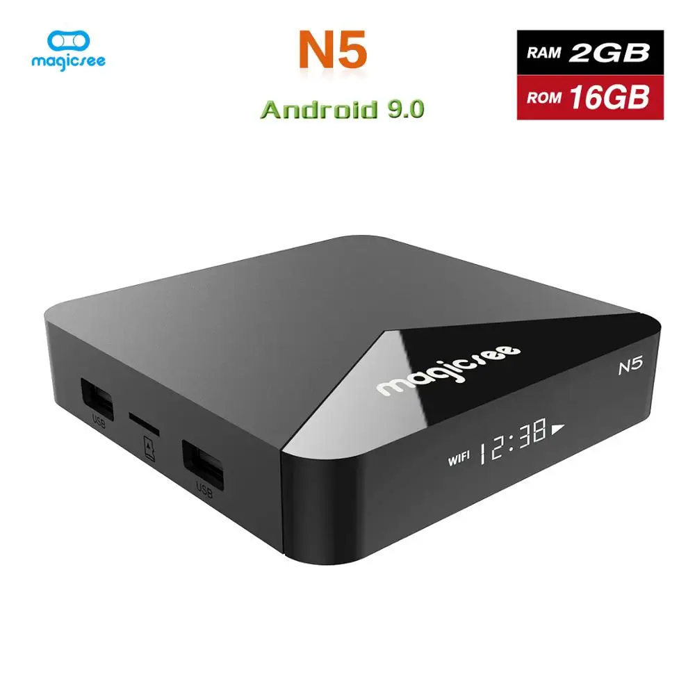 Magicsee N5 Android 9 0 TV BOX Amlogic S905X Четырехъядерный 4K разрешение 2 Гб ОЗУ 16 ПЗУ 4G 5G WiFi ТВ