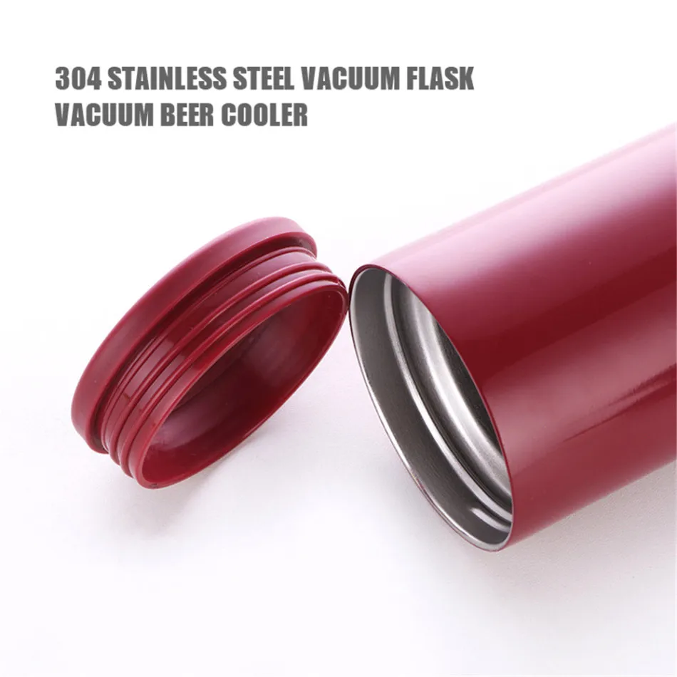 

12oz Double Wall 304 Stainless Steel Thermos Insulated Vacuum Beer Cooler Skinny Can Cooler Outdoor Tools New Product 2020