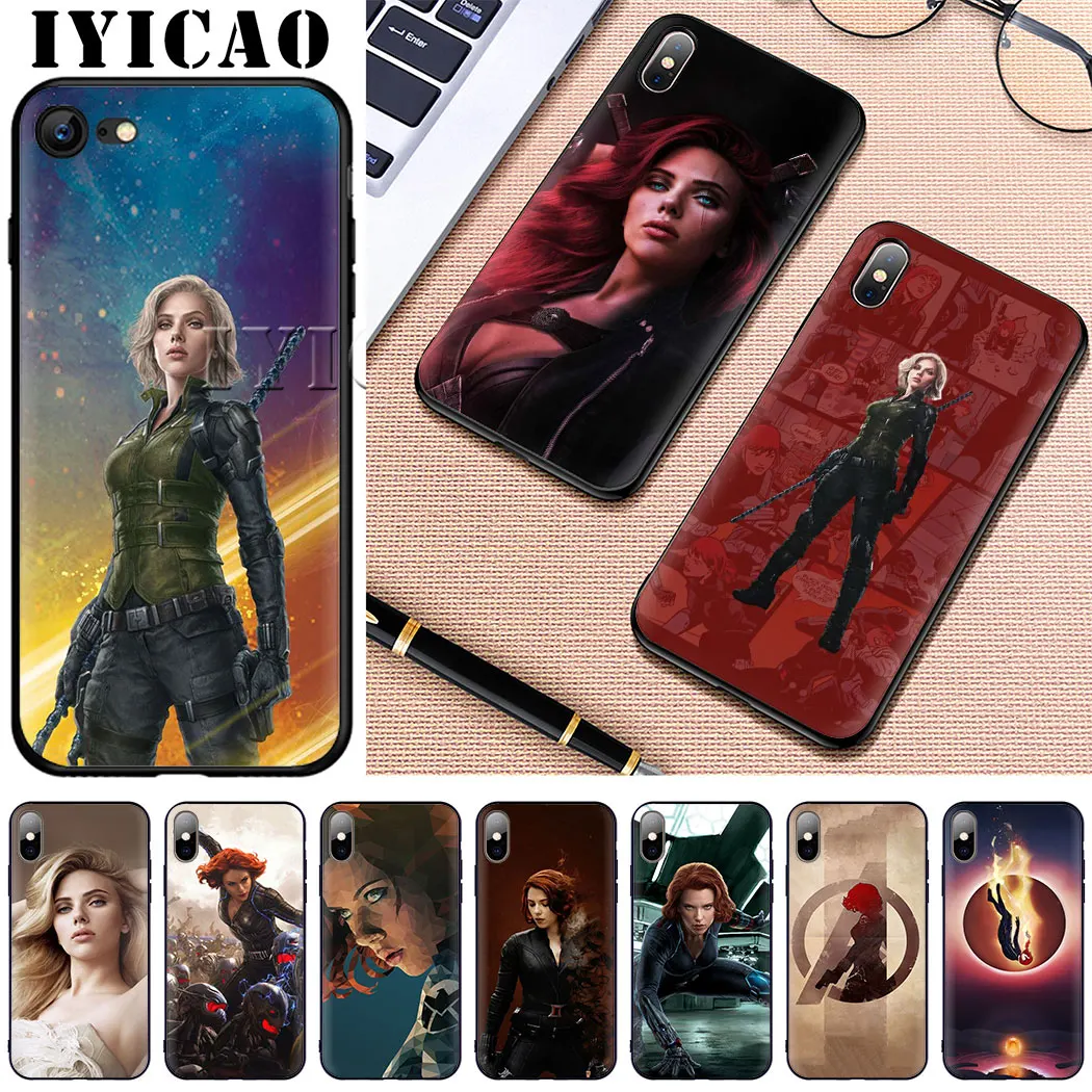 Чехол для телефона IYICAO Scarlett johansson черный мягкий силиконовый чехол iPhone 5 6 6s 7 8 Plus 11
