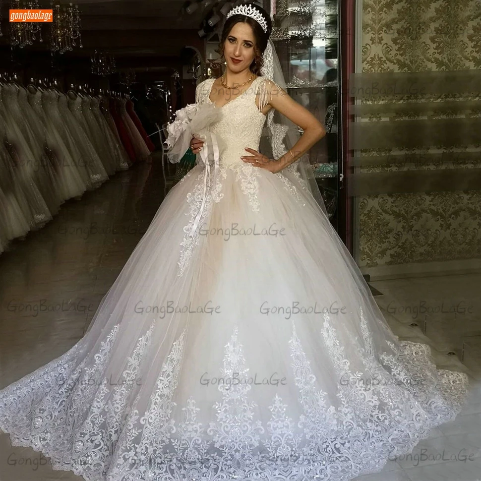 Купи Fashion White Wedding Dresses Lace Up Appliqued Tulle Ball Gown Bridal Dress Ivory Sleeveless Custom Made 2020 Vestidos De Novia за 9,946 рублей в магазине AliExpress