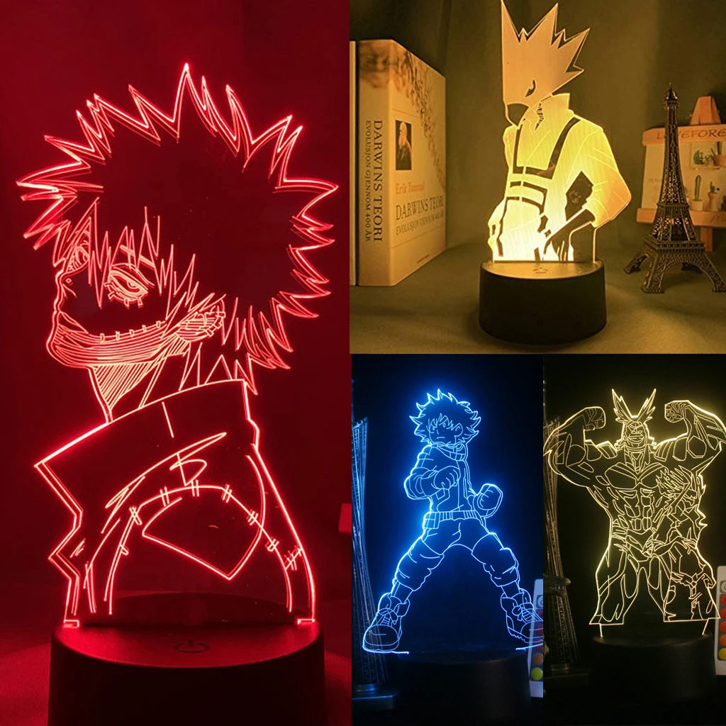 

LED Night Light Kids My Hero Academia Anime Figure Lamp For Room Party Novelty Illusion Desktop Decor Indie Child Birthday Gifts
