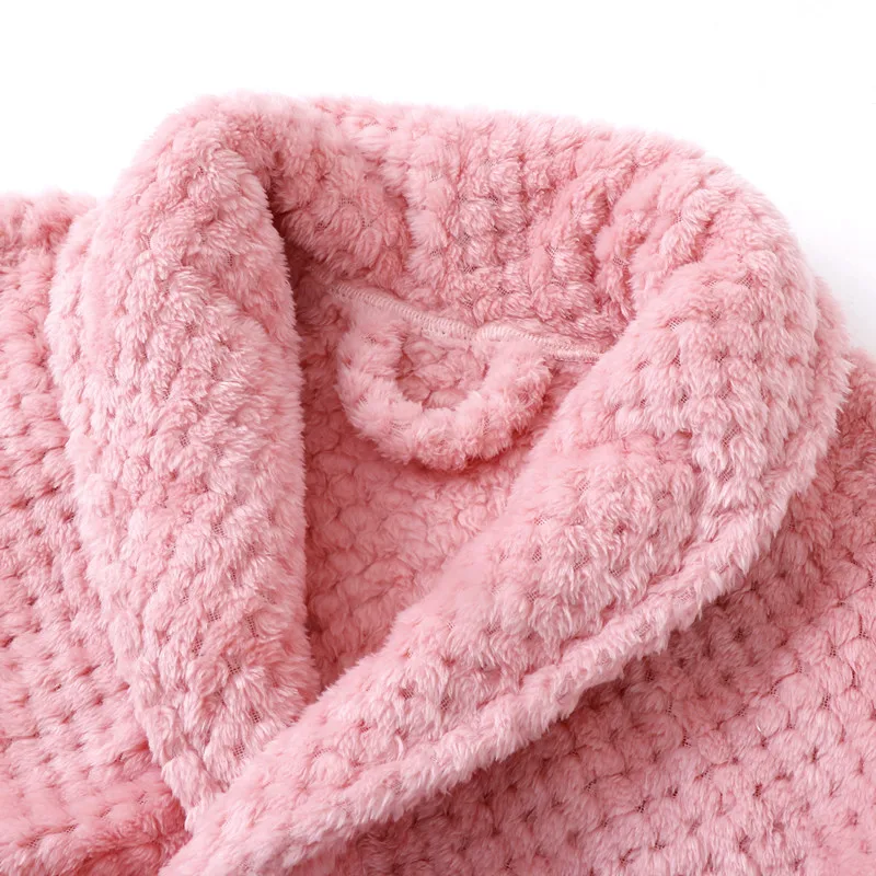 Children Robes Boys Pajamas Thick Flannel Solid Color Nightwear for 3-20Years Teenage Girls Baby Bathrobes | Детская одежда и