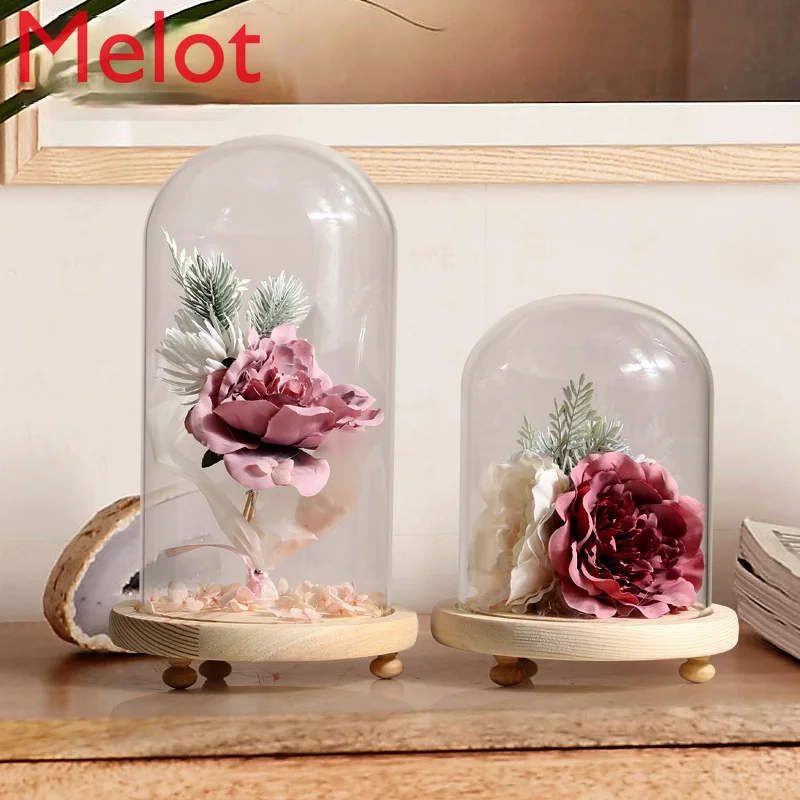 

Creative Preserved Fresh Flower Glass Cover Ornaments Home Decorations Living Room Simple Desktop Art Decoration