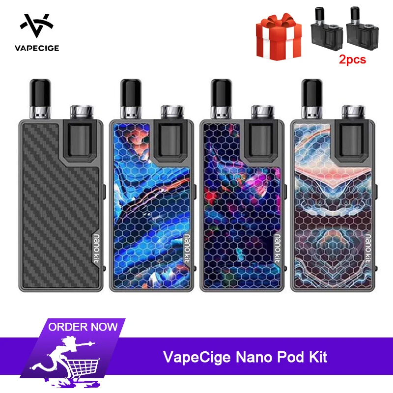 Original VapeCige Nano Pod Kit Top oiling 2ml Cartridge 950mAh battery 0.25ohm Coil Starter Vape Pen vs Orion Smoant | Электроника