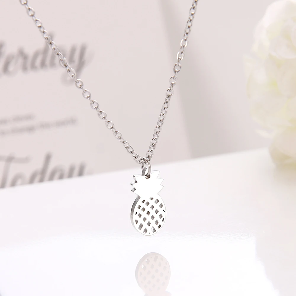 Женское Ожерелье из нержавеющей стали с подвеской в виде ананаса золотое