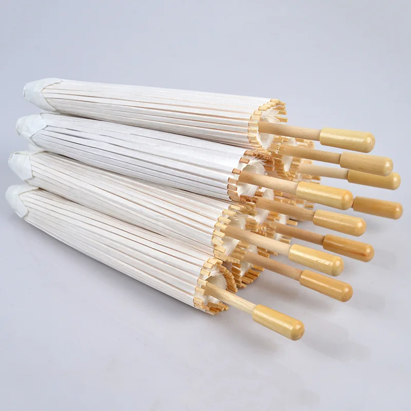 

Новейшие уличные свадебные бумажные Зонты белого цвета с длинной ручкой, китайские Зонты ручной работы диаметром 23,6 дюйма